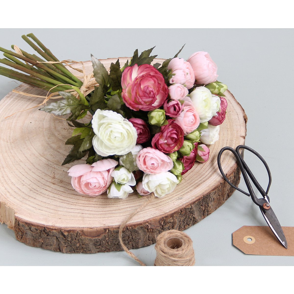 Bouquet de Fleurs Artificielles Renoncules - H35 x Ø26 cm - Rose