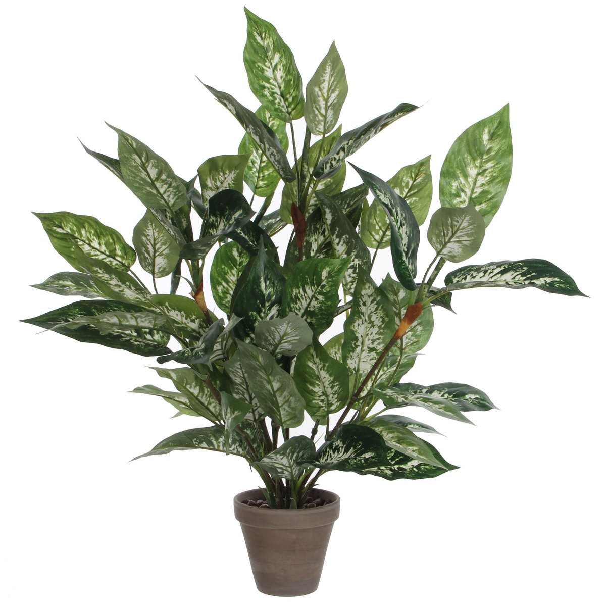 Plante Artificielle Dieffenbachia en Pot de Fleur Stan - H70 x Ø55 cm - Vert