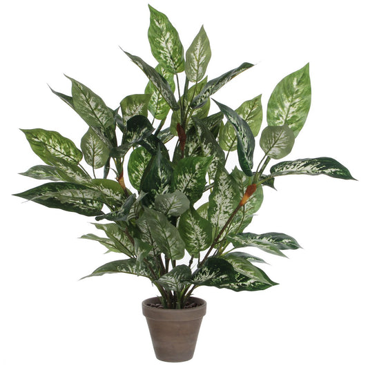 Plante Artificielle Dieffenbachia en Pot de Fleur Stan - H70 x Ø55 cm - Vert