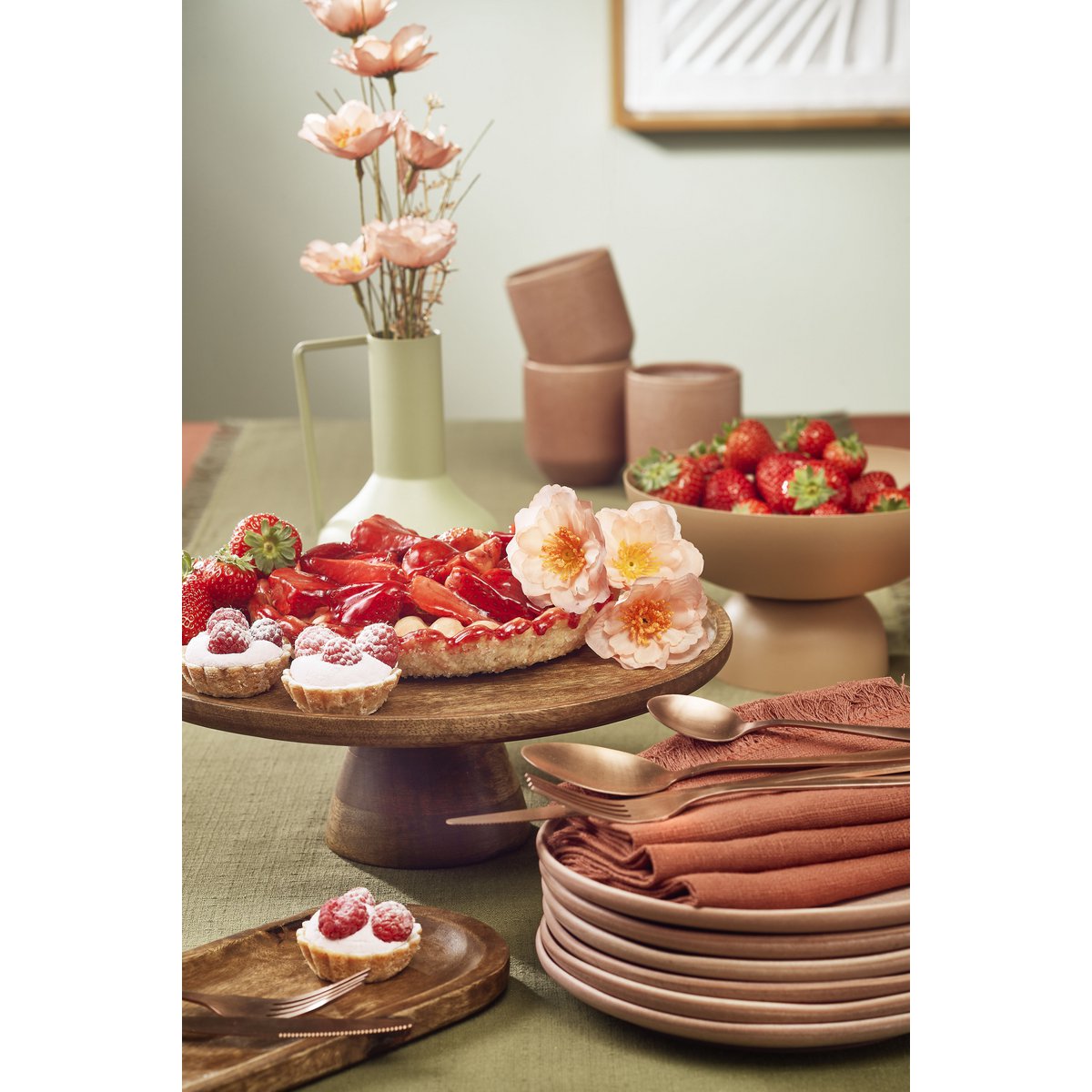 Présentoir à gâteaux Tallo - 100% Bois de manguier FSC - Marron foncé