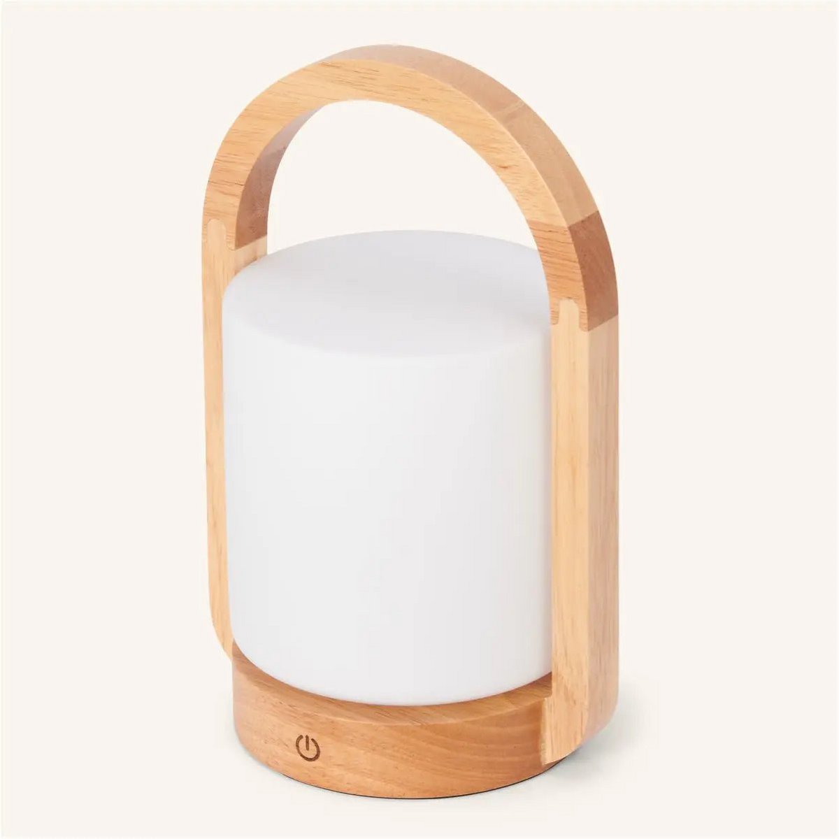 Lampe rechargeable en bois brun clair George combinée avec du verre givré et une poignée