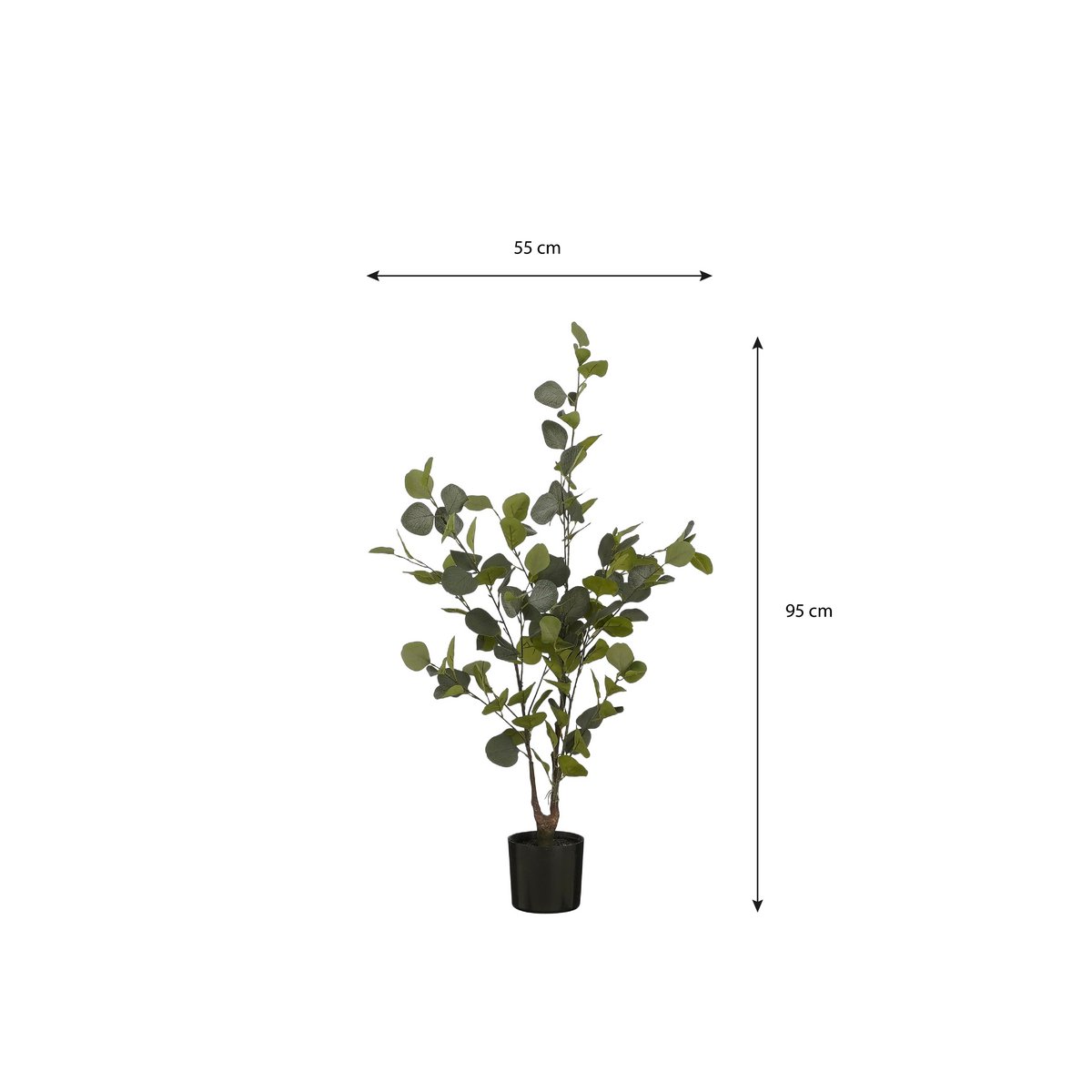 Plante d'Eucalyptus Artificielle en Pot de Fleur - H95 x Ø55 cm - Vert