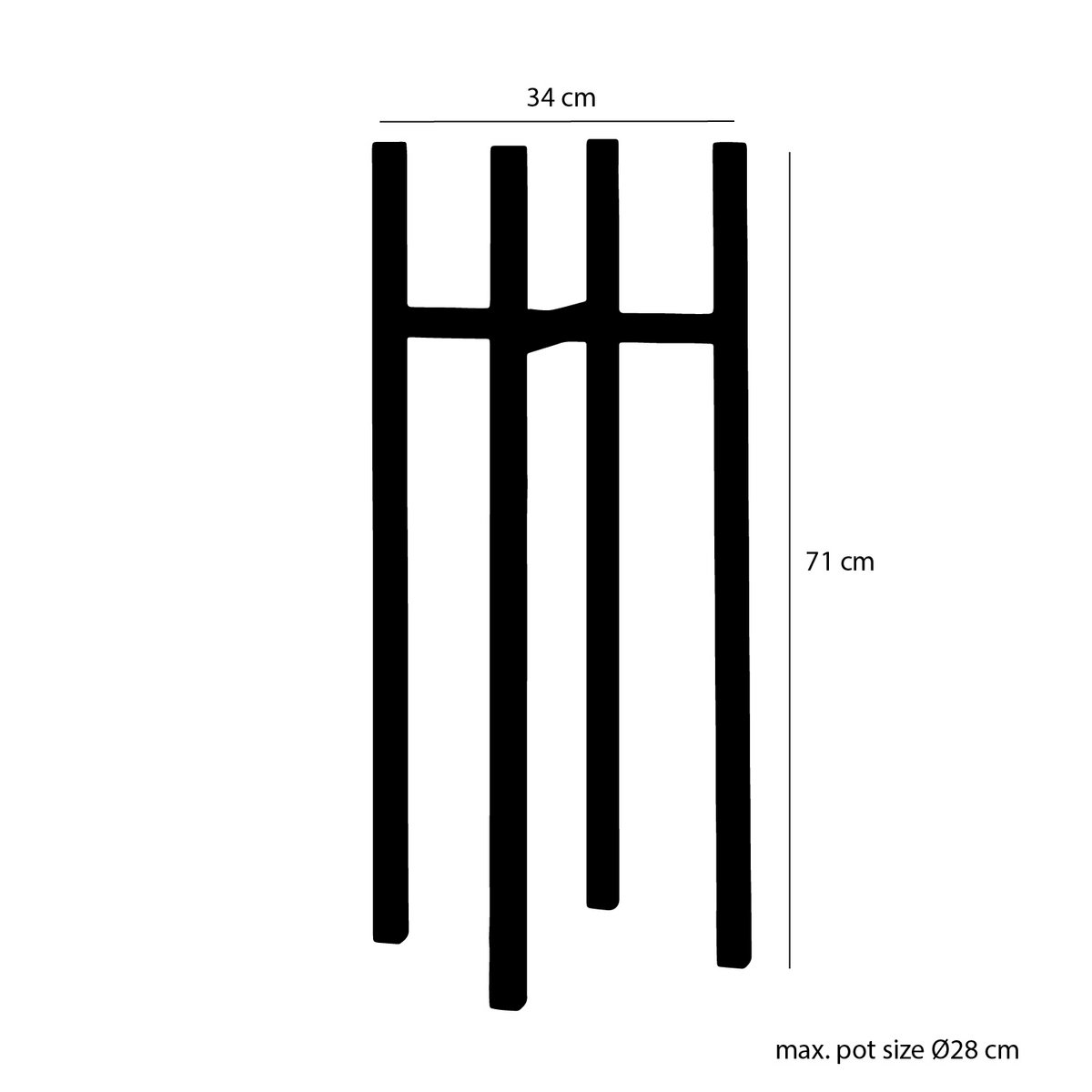 Support pour Plantes Ascot XL - L34 x L34 x H71 cm - Métal - Noir