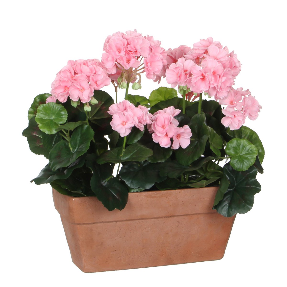 Plante de géranium artificielle dans une jardinière de balcon - L29 x l13 x H40 cm - Rose