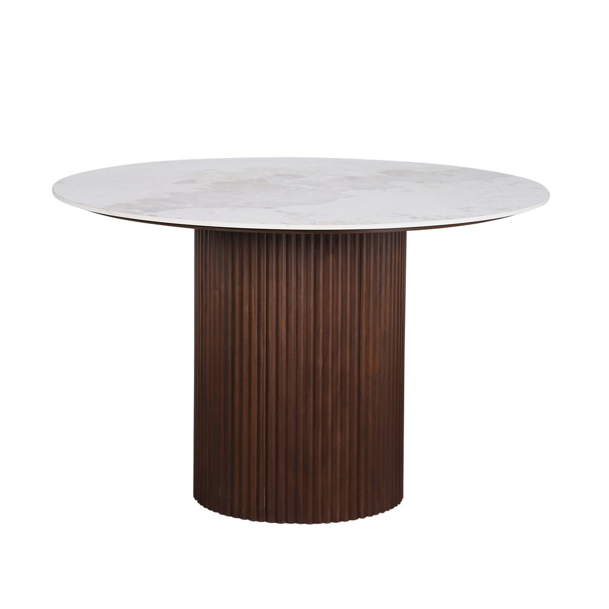 Table Ronde Urban Chique Céramique Marbre / Placage Noyer