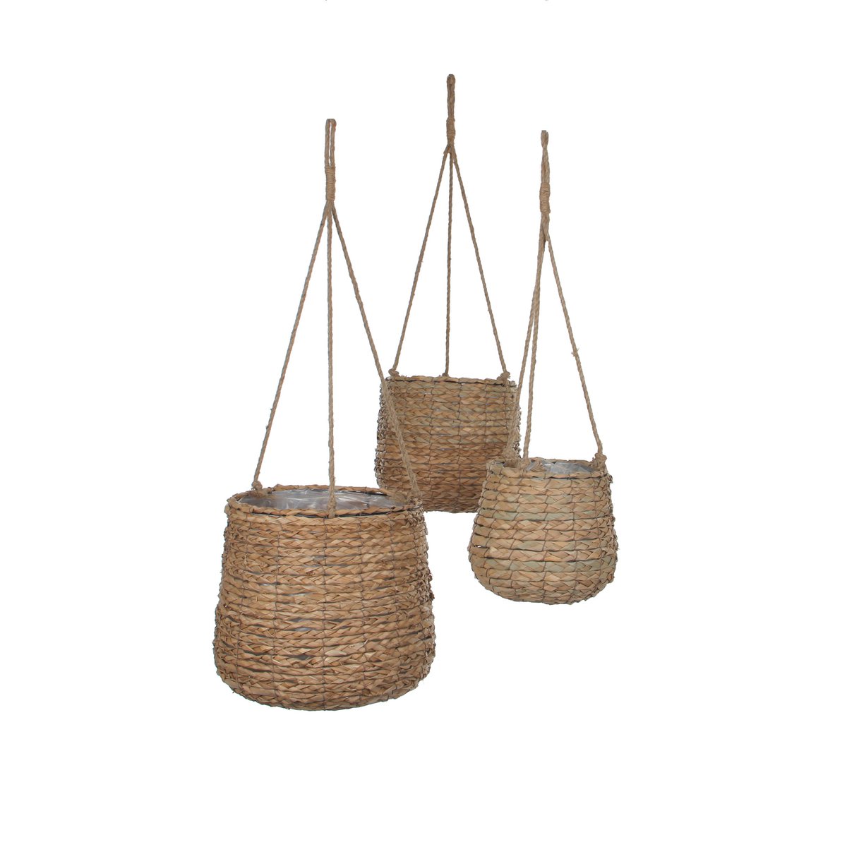 Pot Suspendu Avalon / Lot de 3 - H90 x Ø30 cm - Jonc de Mer - Marron clair