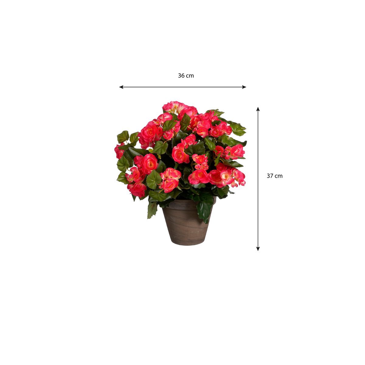 Plante Bégonia Artificielle en Pot de Fleur Stan - H37 x Ø36 cm - Rose Foncé