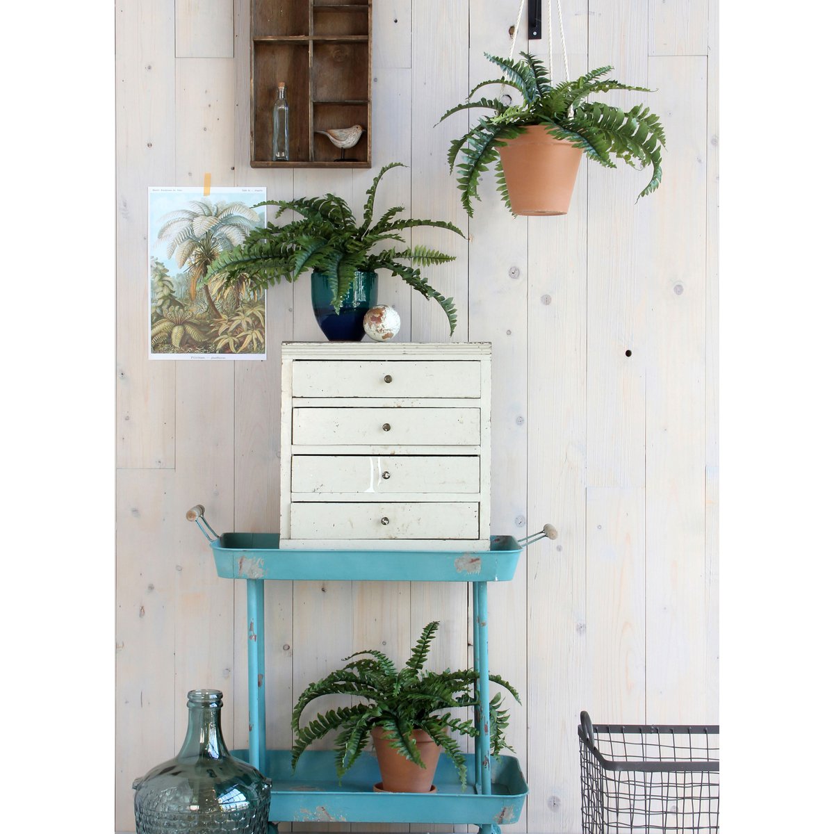 Fougère de Boston artificielle en pot de fleur Stan - H42 x Ø50 cm - Vert