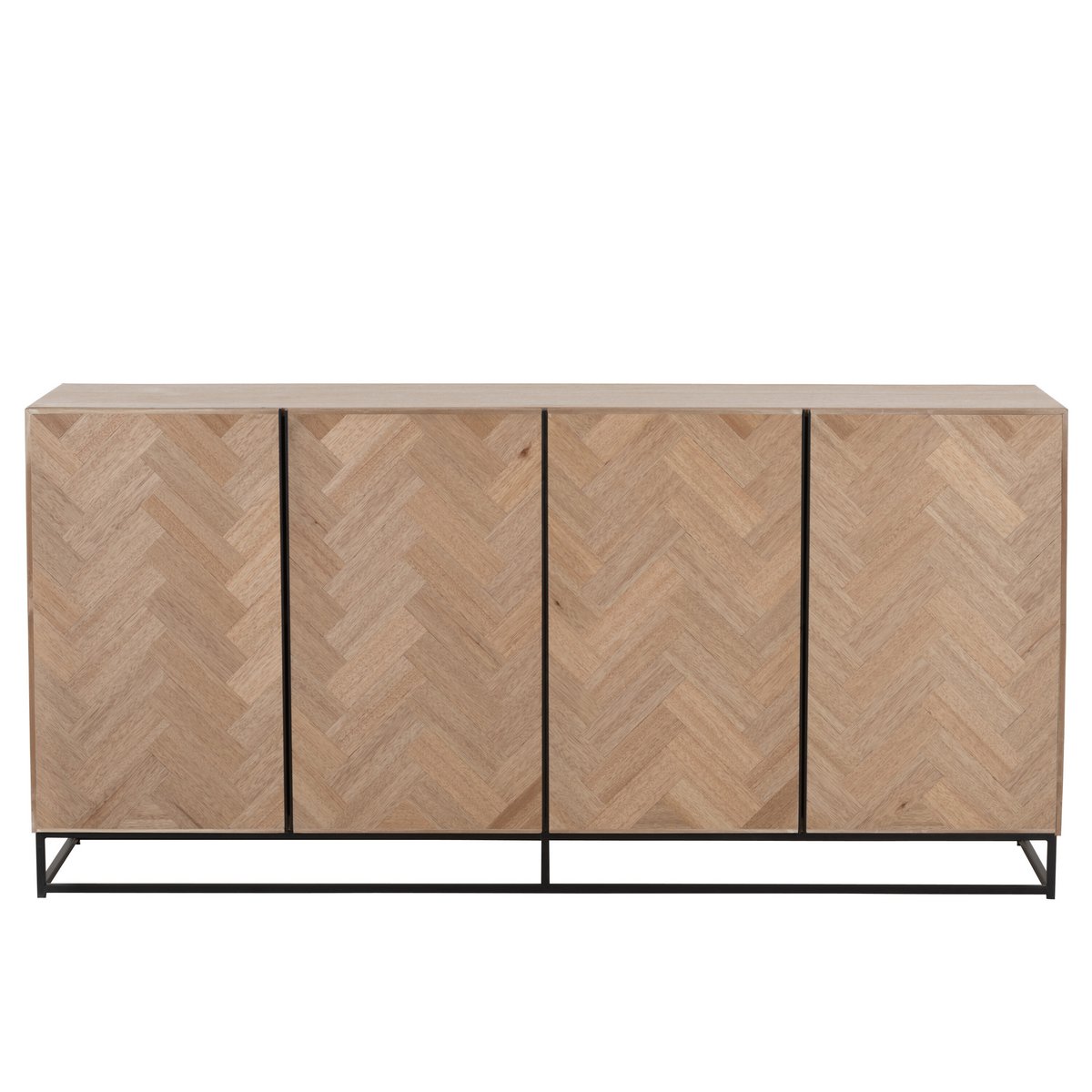 Buffet J-Line 4 portes Zigzag - bois/métal - naturel/noir