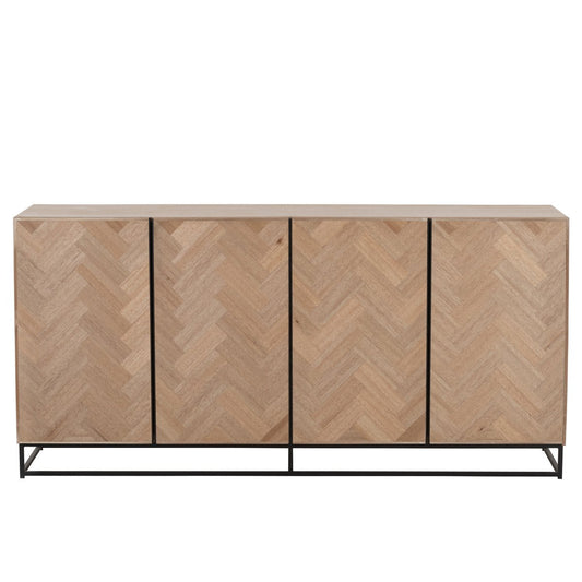 Buffet J-Line 4 portes Zigzag - bois/métal - naturel/noir