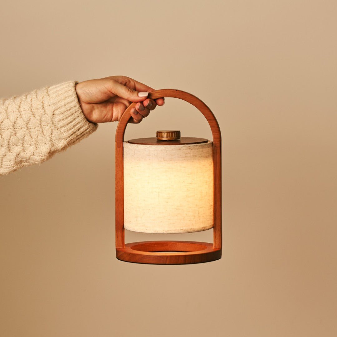 Lampe rechargeable en bois de châtaignier de la rivière - Lumière dimmable et sans fil