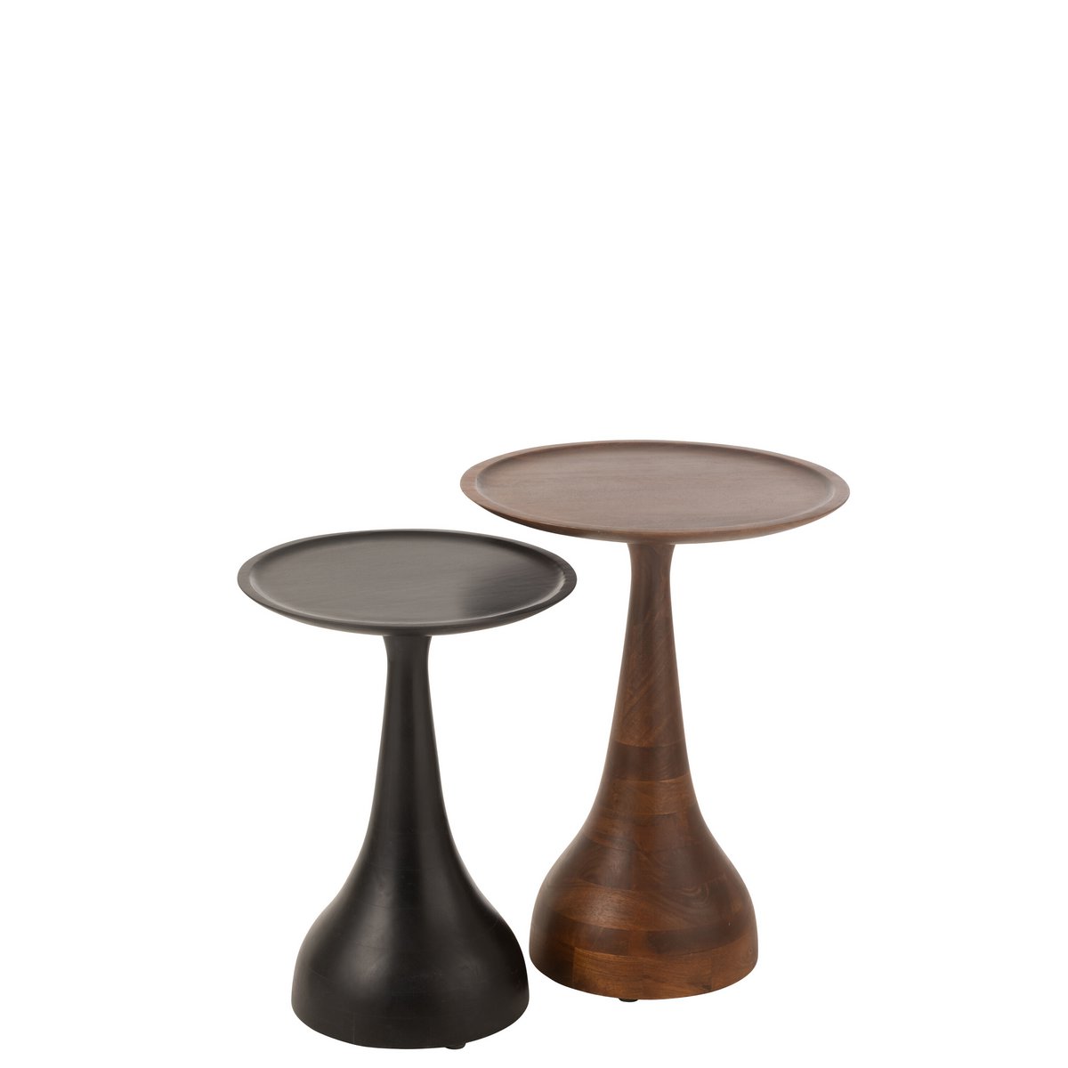 Set de 2 Tables d'Appoint Paro en Manguier Marron/Noir