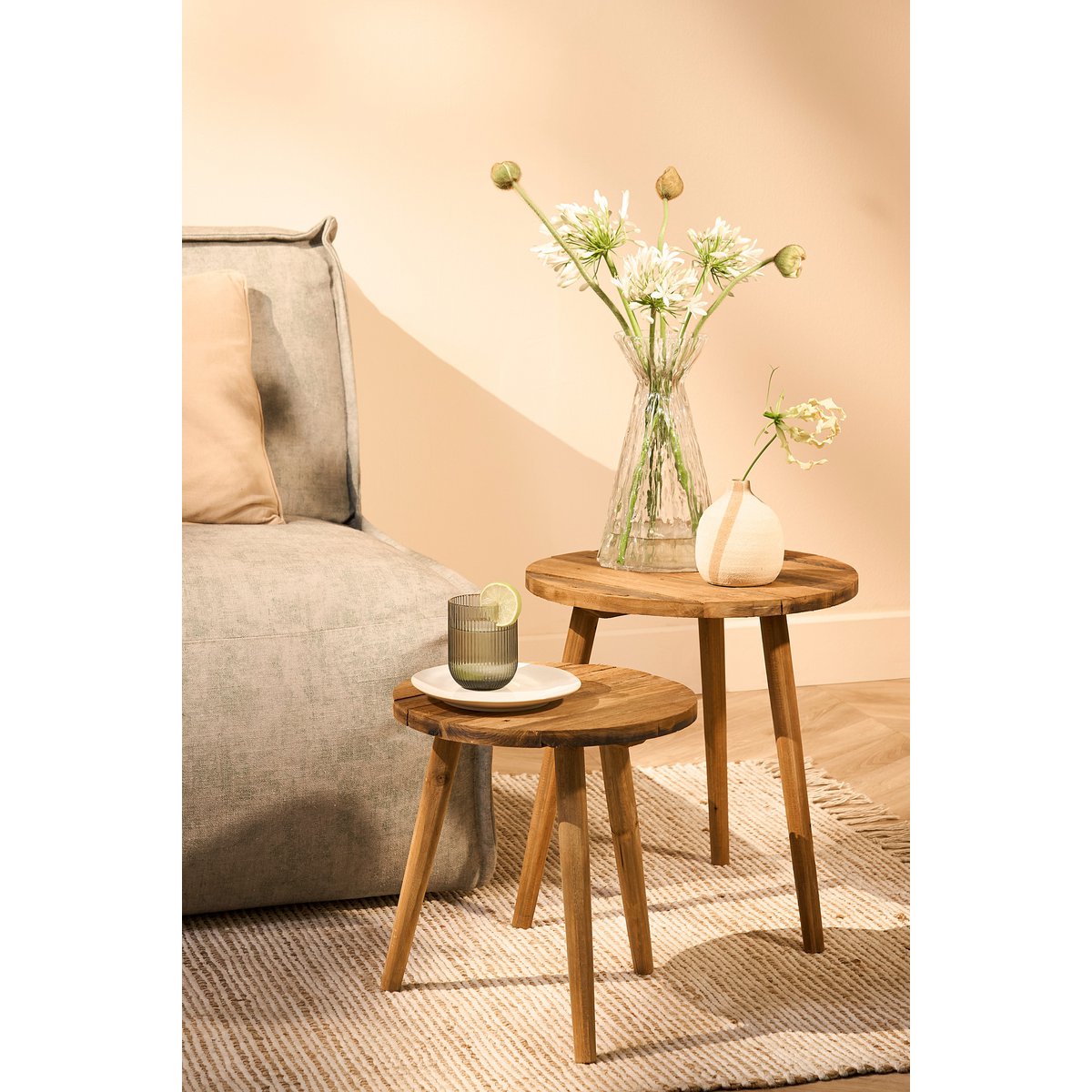Table d'Appoint Bold - H43 x Ø40 cm - Bois Recyclé - Marron