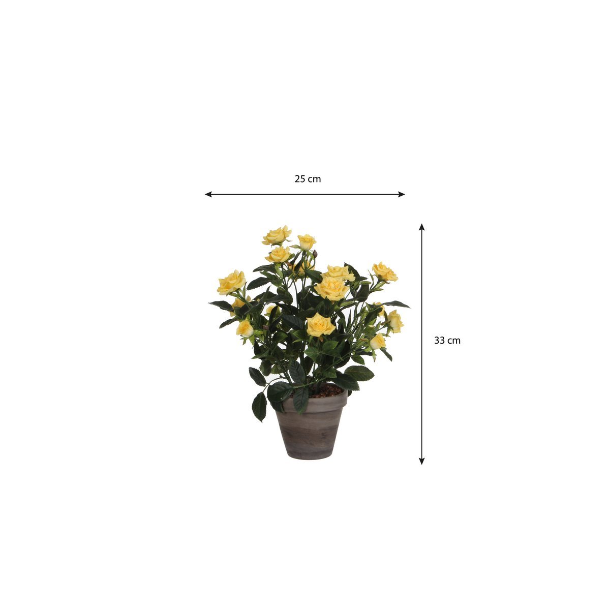 Rosier artificiel en pot de fleur Stan - H33 x Ø25 cm - Jaune