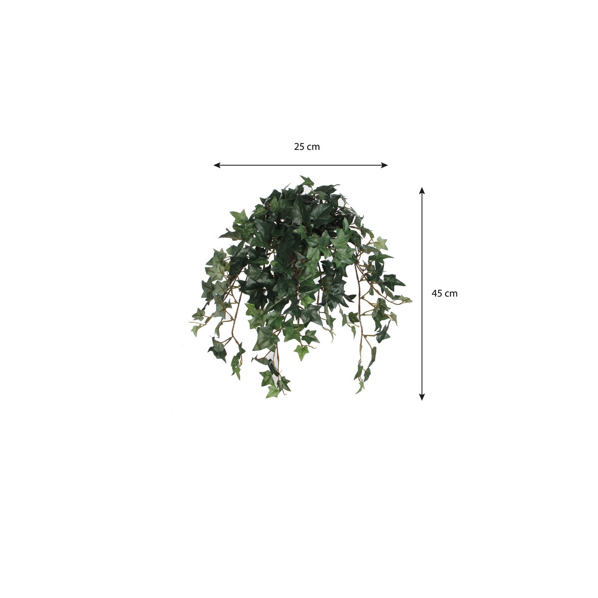 Hedera Plante Artificielle en Pot de Fleur Stan - H45 x Ø25 cm - Vert