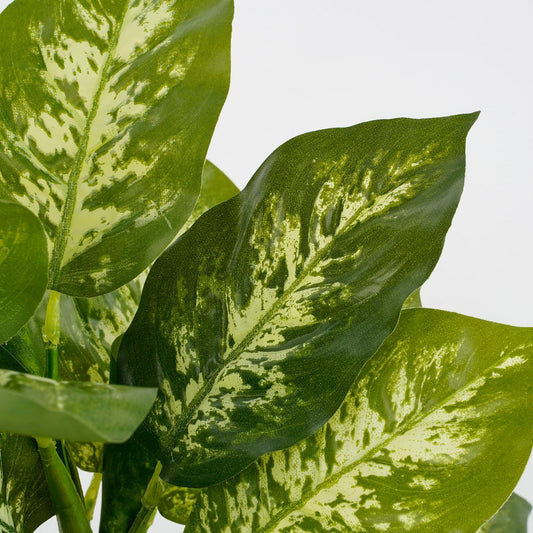 Dieffenbachia Plante Artificielle en Pot de Fleur Stan - H40 x Ø30 cm - Vert