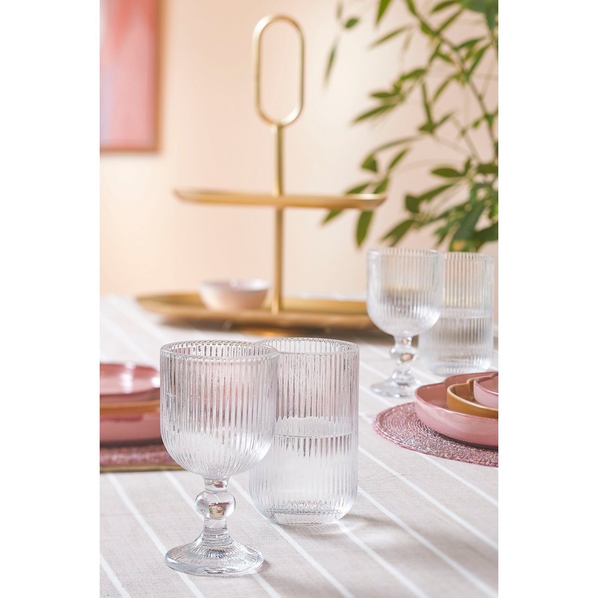 Alivo tablecloth - L250 x W140 cm - Organic cotton - beige, white