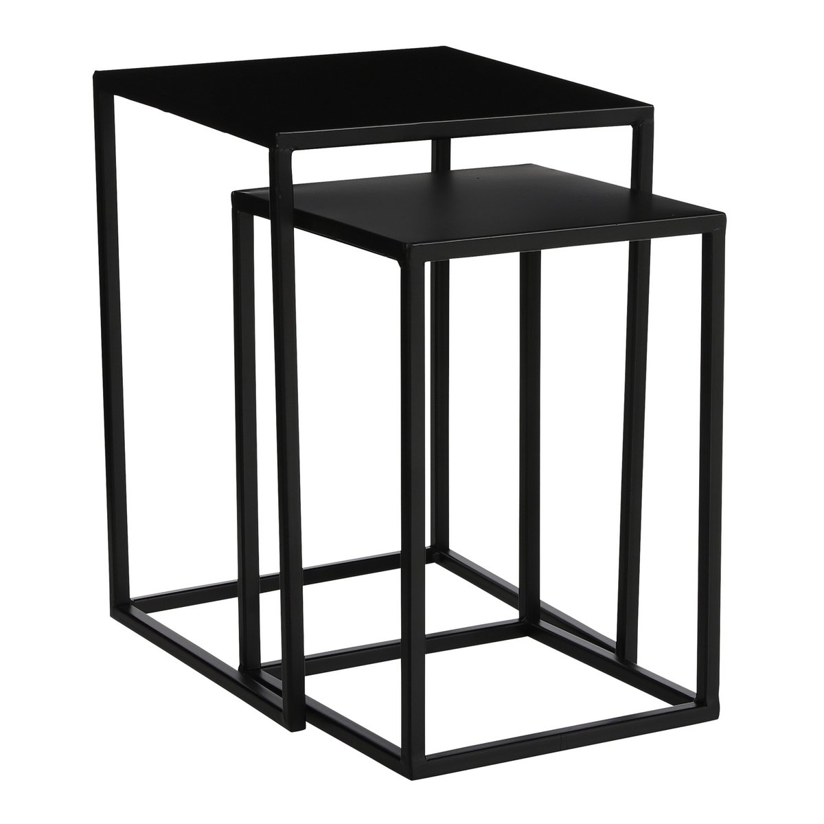 Table d'appoint Goa - Lot de 2 - L30 x l30 x H42 cm - Métal - Noir
