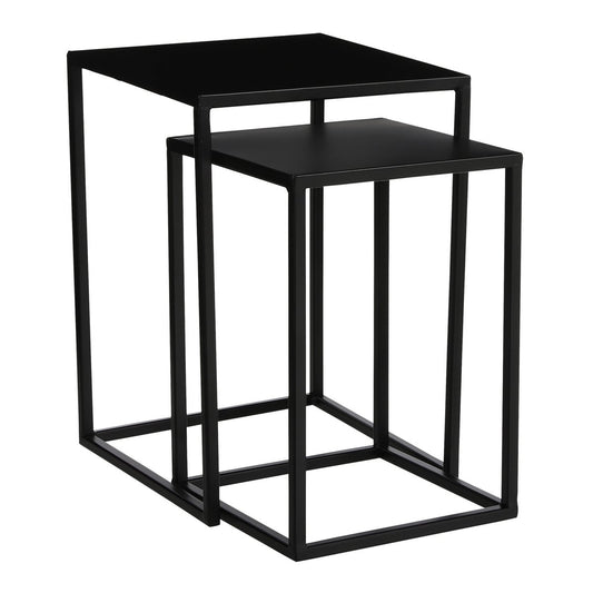 Table d'appoint Goa - Lot de 2 - L30 x l30 x H42 cm - Métal - Noir