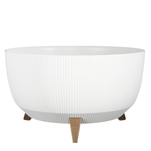 Doppio Flowerpot sur les jambes - H22 X Ø47 cm - Plastique recyclé - Mélange FSC - blanc