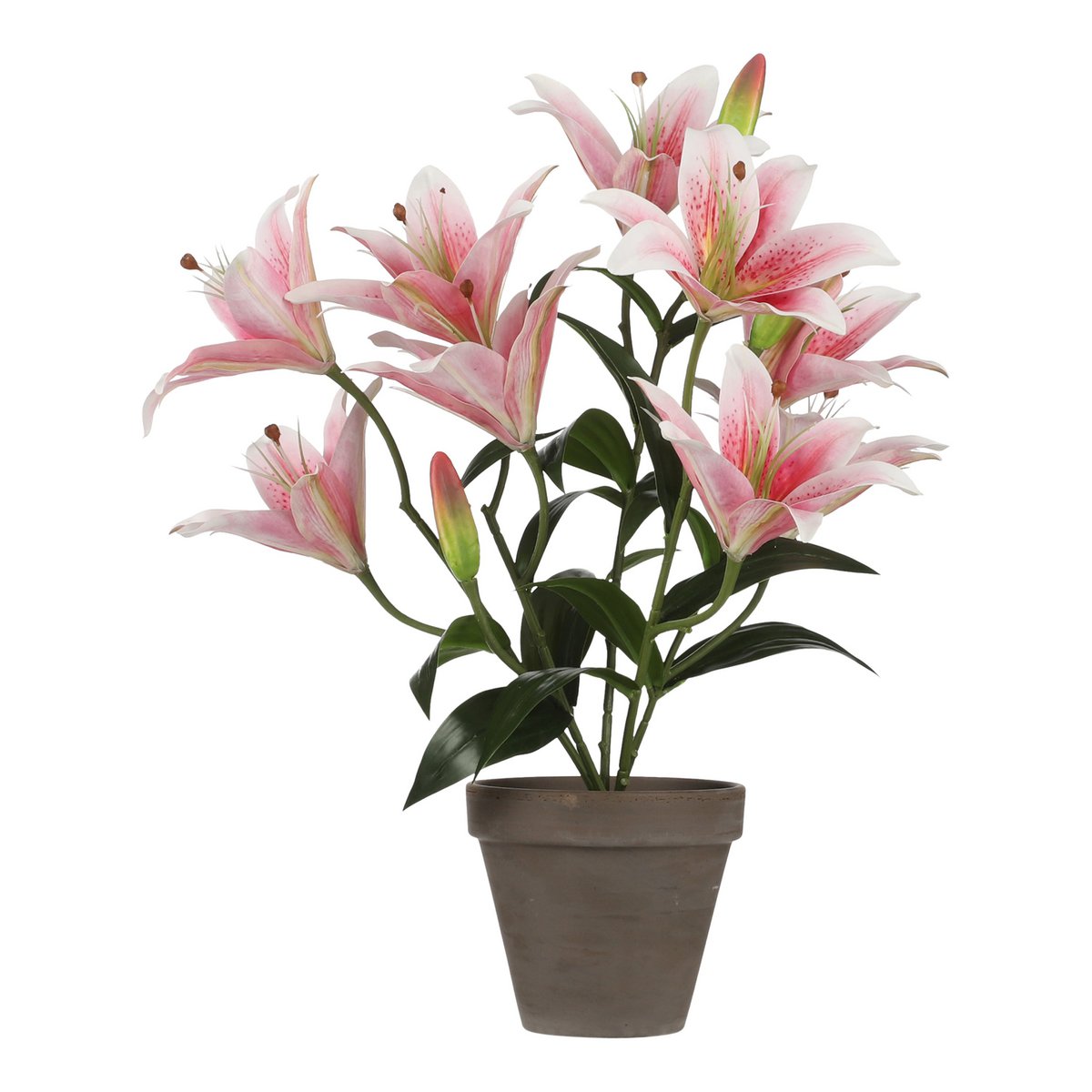 Plante de Lys Tigré Artificiel en Pot de Fleur Stan - H47 x Ø45 cm - Rose