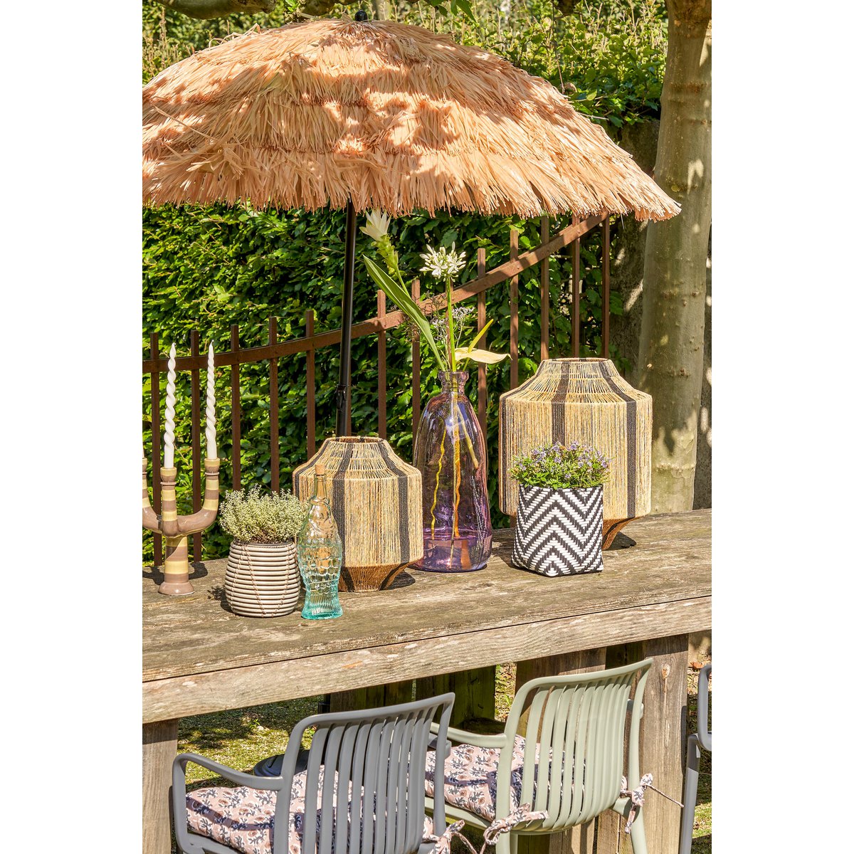 Lanterne Liliano / H36 x Ø30 cm - Jute - Noir