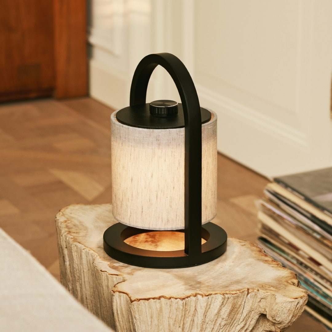 River Black et Gris Lampe rechargeable en bois - Lumière dimmable et sans fil