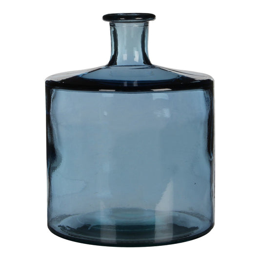 Vase Bouteille Guan - H26 x Ø21 cm - Verre recyclé - Bleu