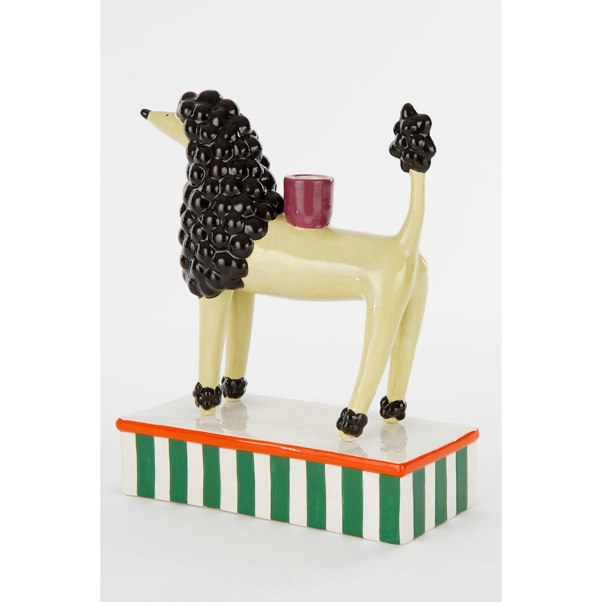 Bougeoir Chien - L24 x L11 x H29 cm - Céramique - Jaune clair