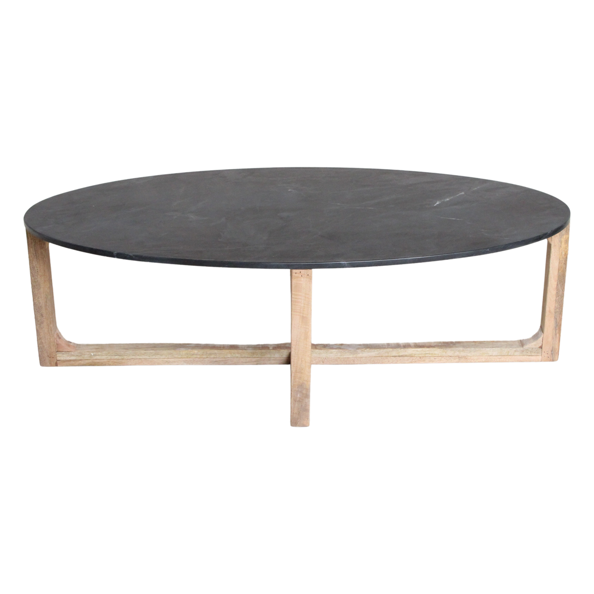 Table basse ovale en marbre - noir - 120x60x38 cm