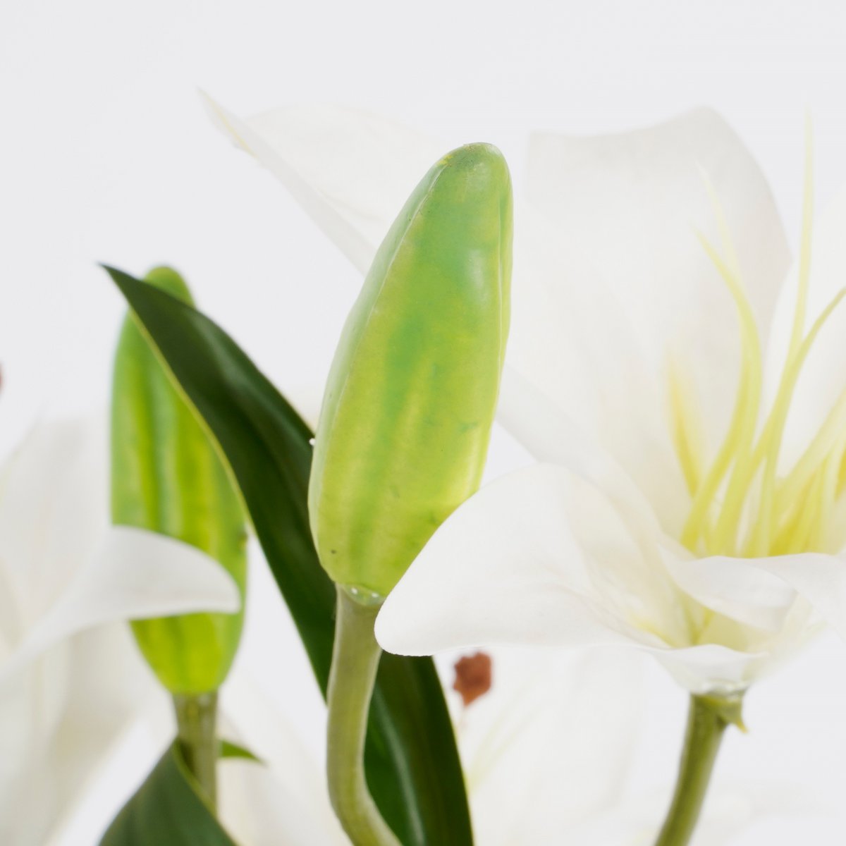 Plante de Lys Tigré Artificiel en Pot de Fleur Stan - H47 x Ø45 cm - Blanc