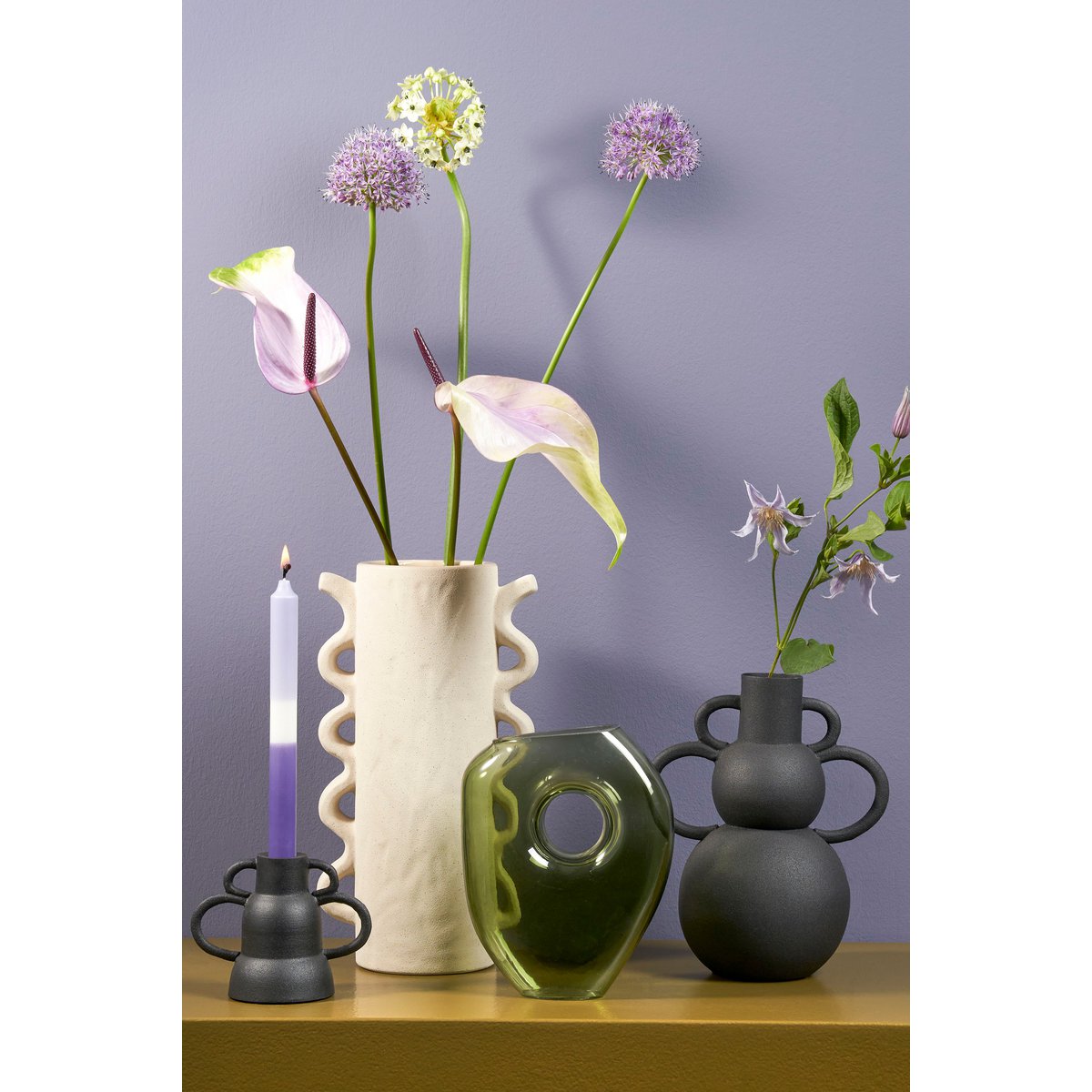 Vase Jay - L18 x L8 x H23 cm - Verre - Vert clair
