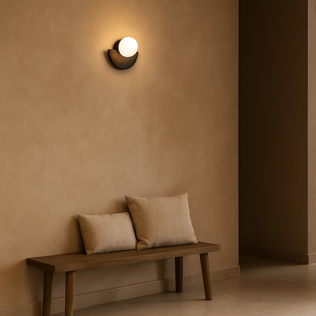 Applique murale sans fil noire Kane – Lampe rechargeable en bois et verre