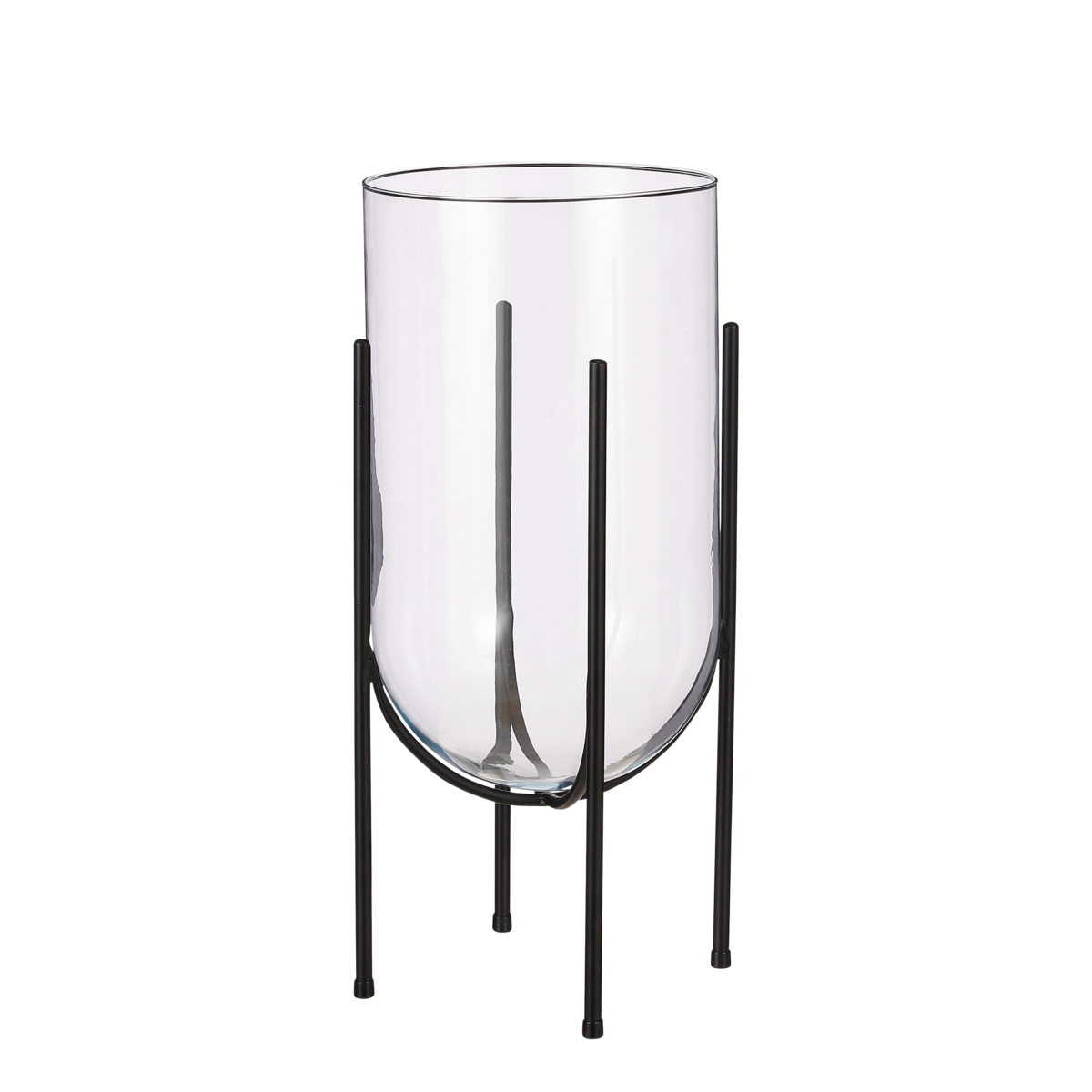 Vase Jamey sur Pied - H50 x Ø24 cm - Transparent, Noir