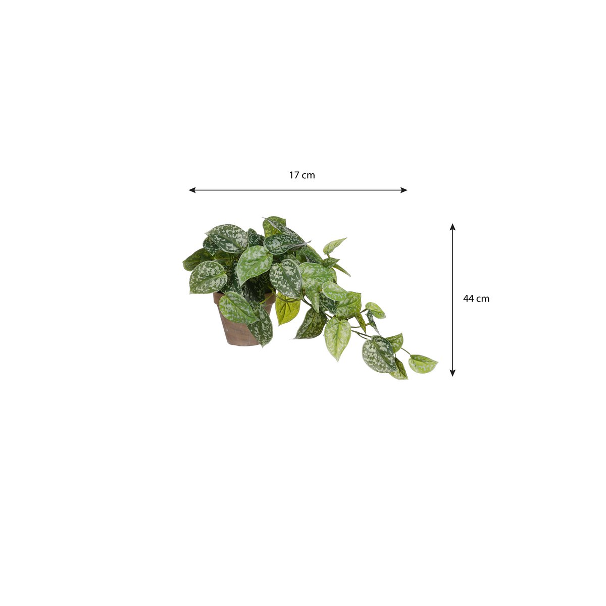 Plante Artificielle Scindapsus en Pot de Fleur Stan - H44 x Ø17 cm - Vert