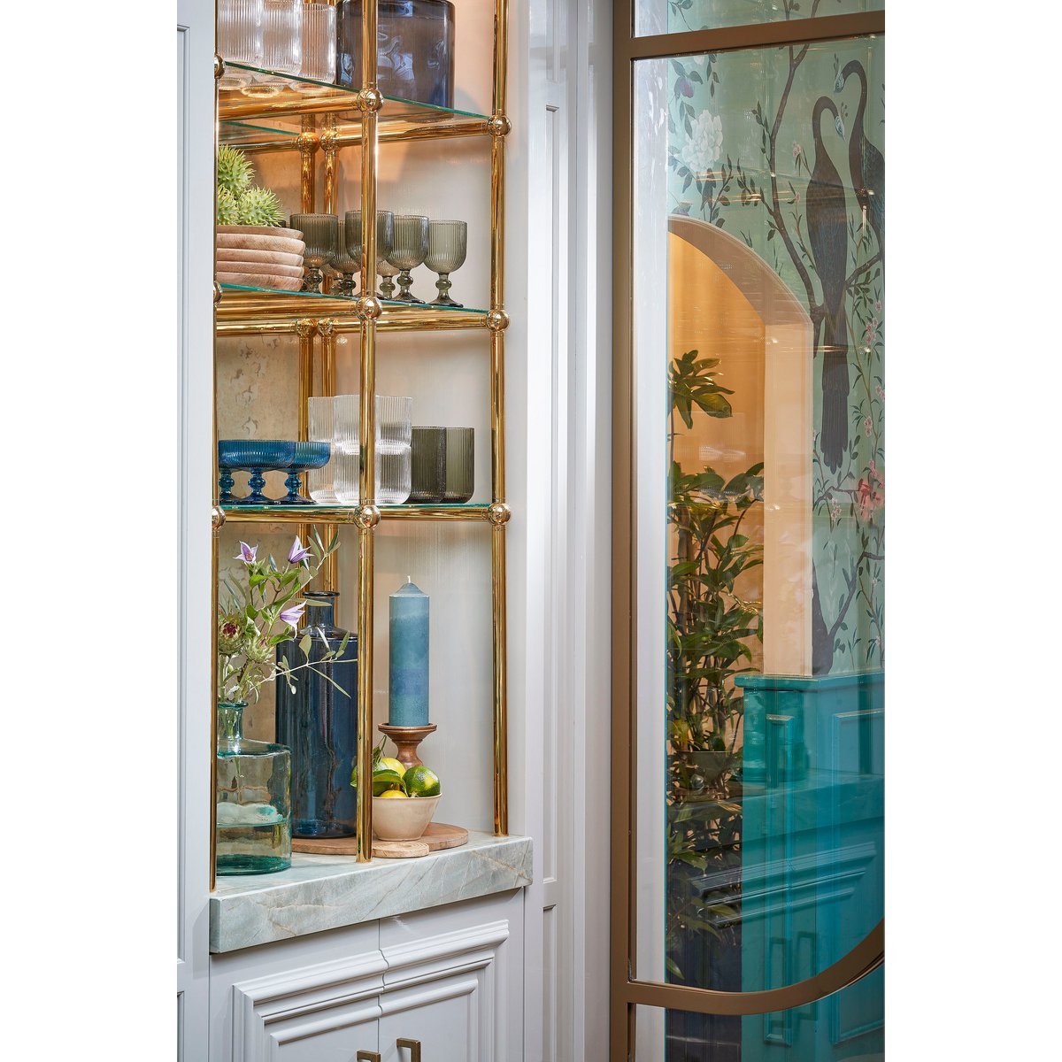 Vase Bouteille Guan - H40 x Ø15 cm - Verre recyclé - Bleu