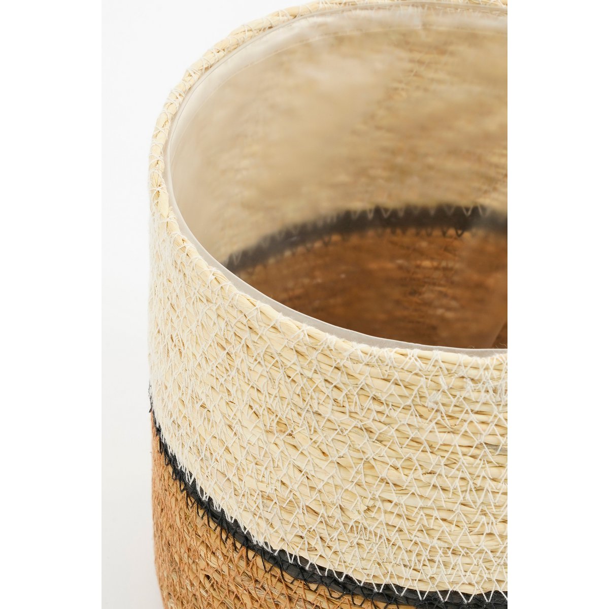 Panier végétal Damian - Ensemble de 2 - H20 x Ø20 cm - herbe maritime - blanc