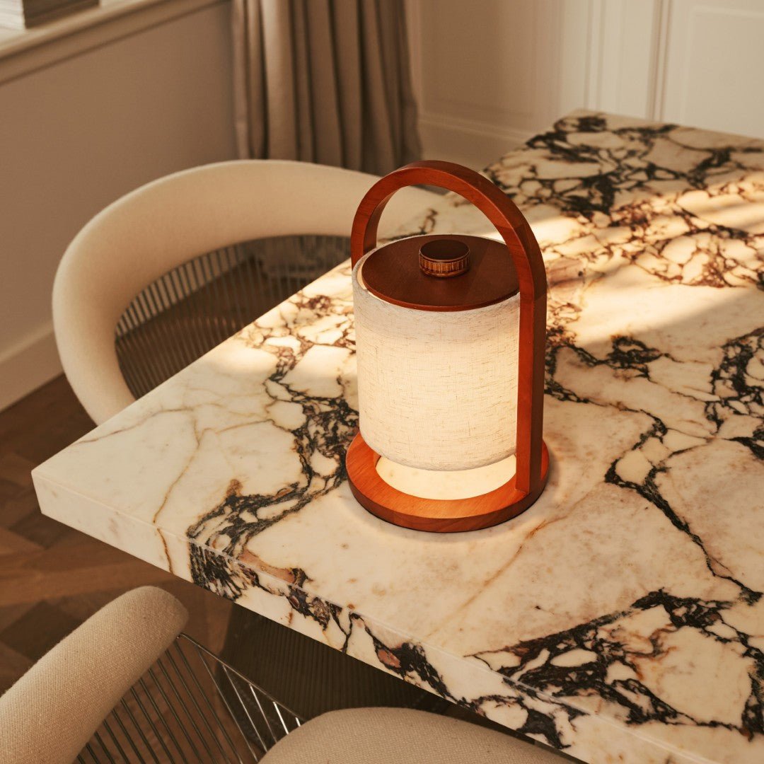 Lampe rechargeable en bois de châtaignier de la rivière - Lumière dimmable et sans fil