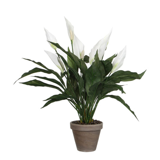 Spathiphyllum Plante Artificielle en Pot de Fleur Stan - H50 x Ø40 cm - Blanc
