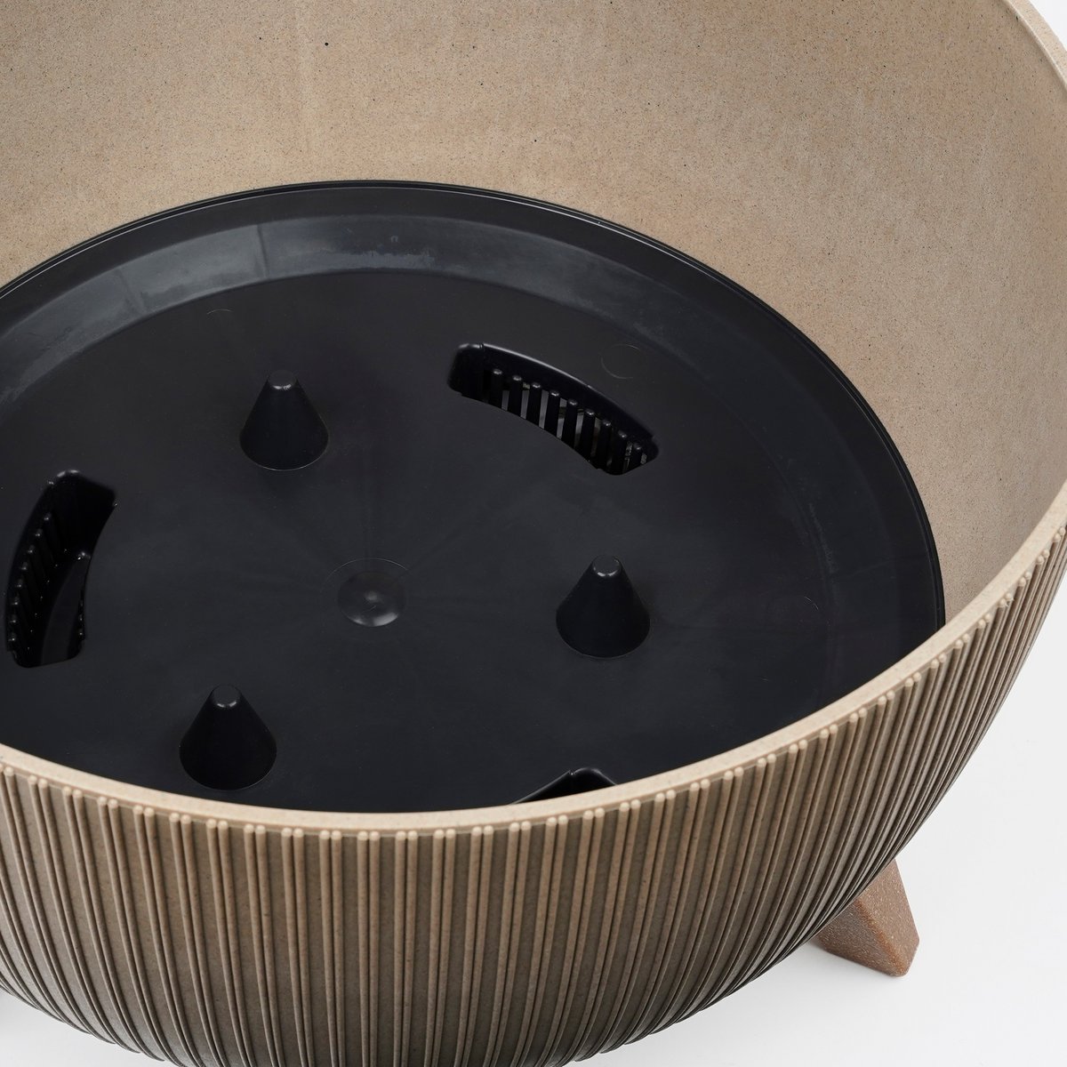 Pot de Fleurs sur Pieds Doppio - H21 x Ø40 cm - Polypropylène - FSC Mix - Taupe