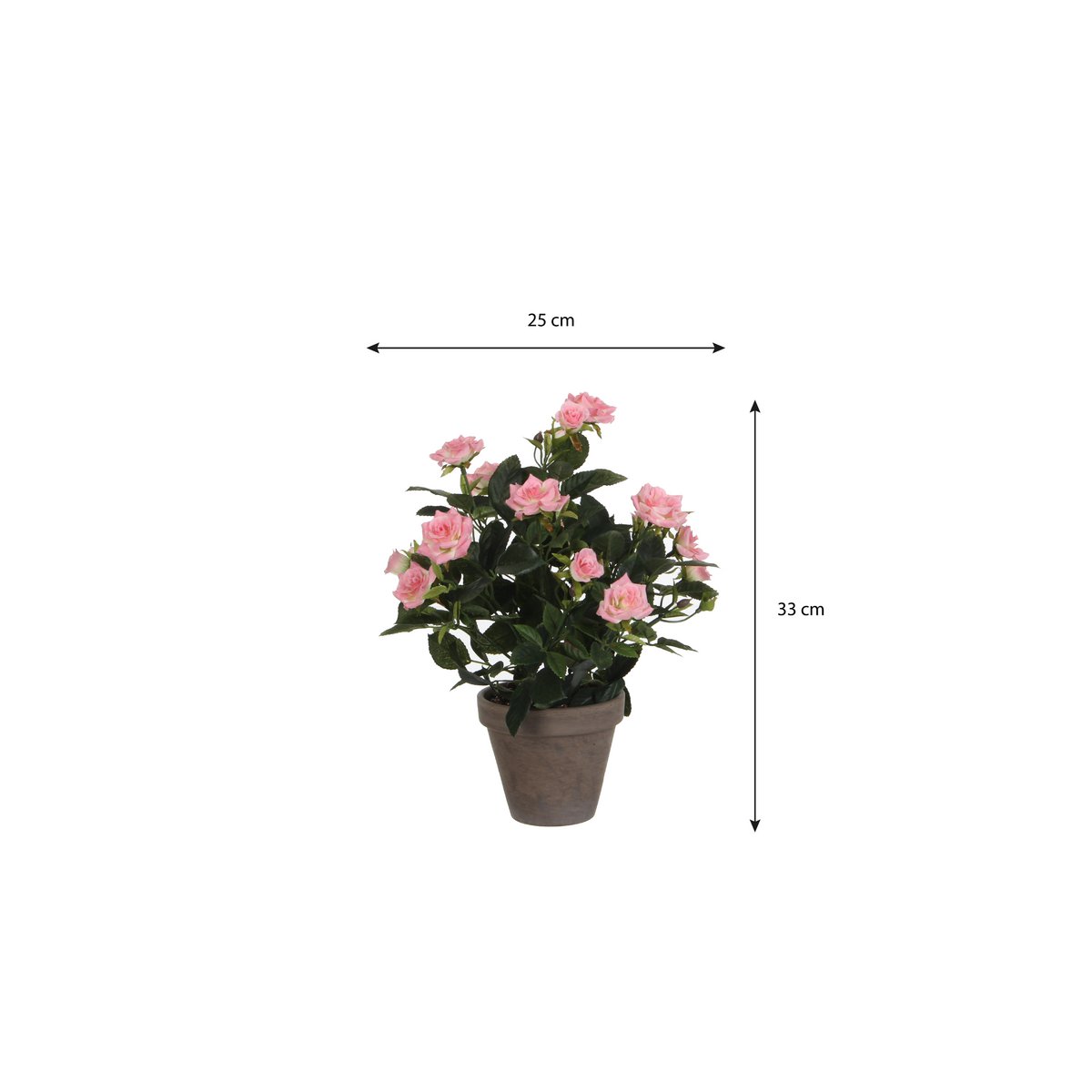 Rosier artificiel en pot de fleur Stan - H33 x Ø25 cm - Rose