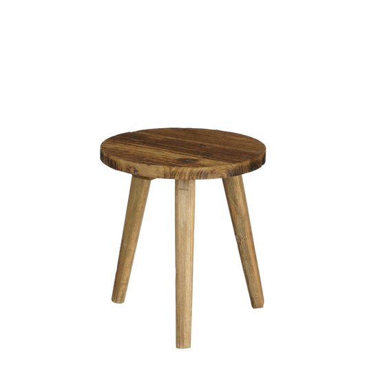 Table d'Appoint Bold - H28 x Ø26 cm - Bois Recyclé - Marron