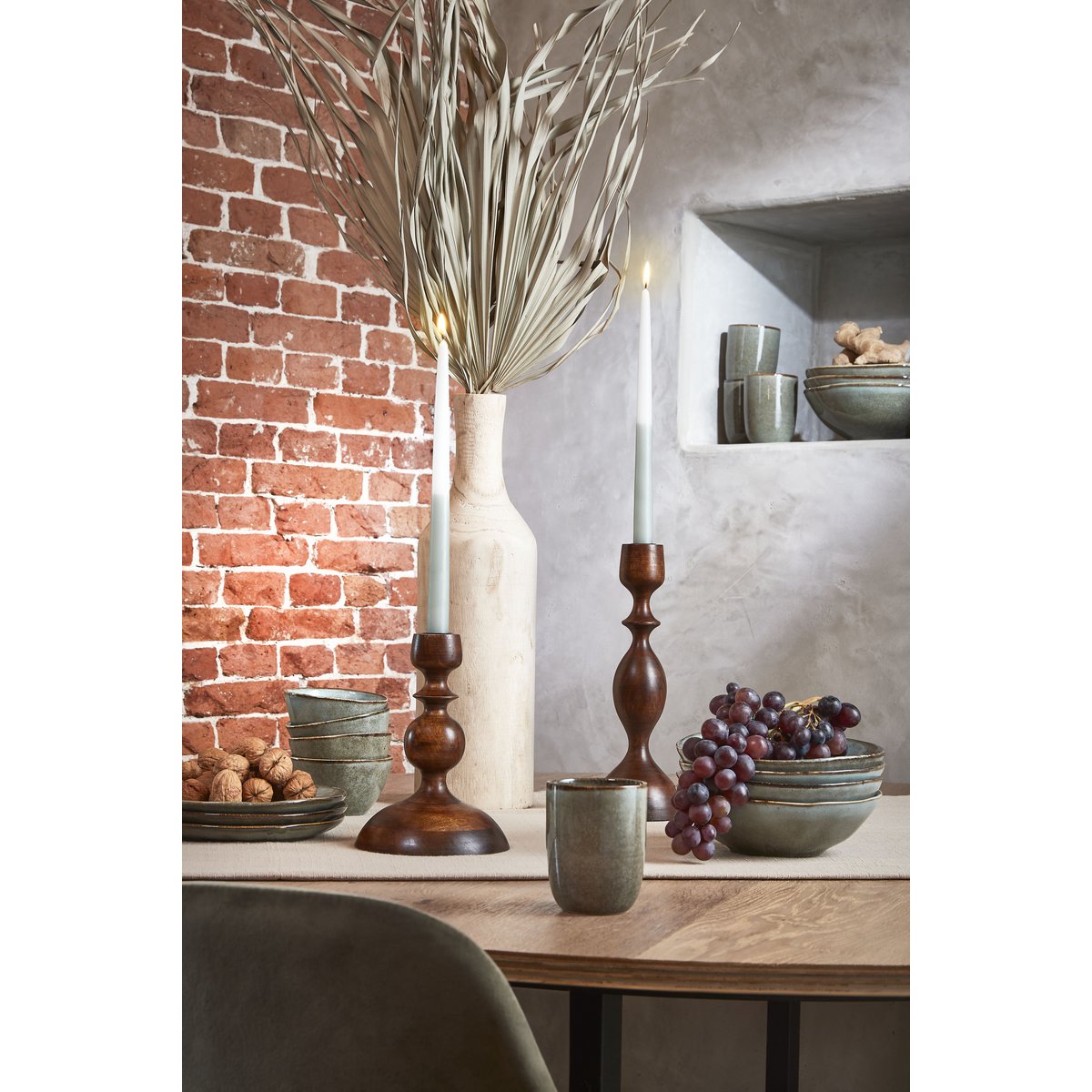 Vase Pia / H47 x Ø13 cm - Bois de Paulownia - Marron clair