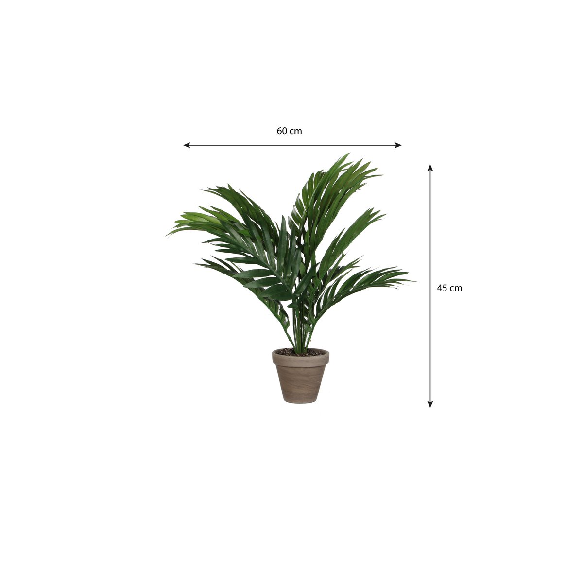 Palmier Areca artificiel en pot de fleur Stan - H45 x Ø60 cm - Vert