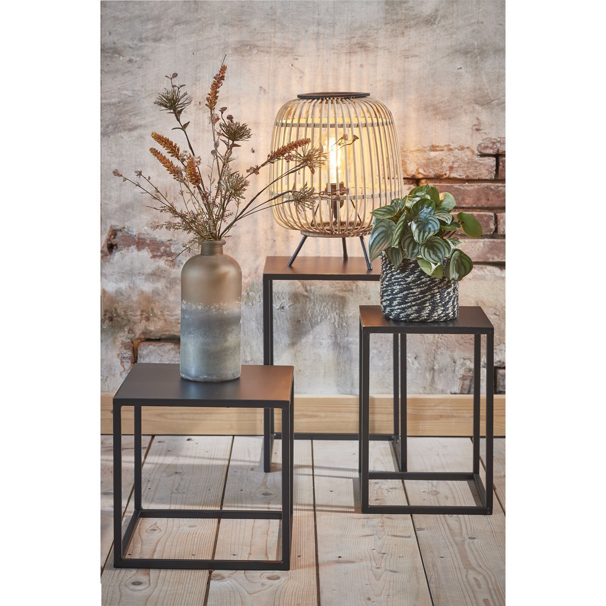 Table d'appoint Goa - Lot de 2 - L30 x l30 x H42 cm - Métal - Noir