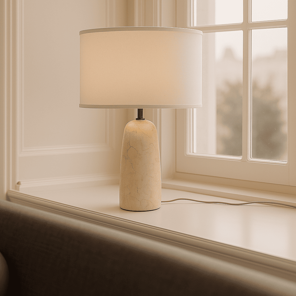 Lampe Charlotte en marbre avec abat-jour en coton – Éclairage élégant pour votre maison