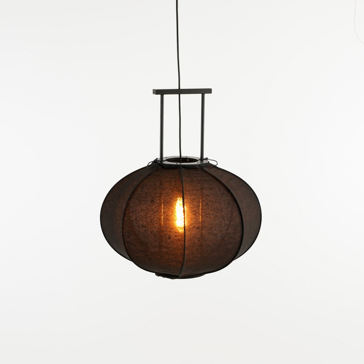 Lampe à Suspension Pego / H55 x Ø50 cm - Lin - Noir