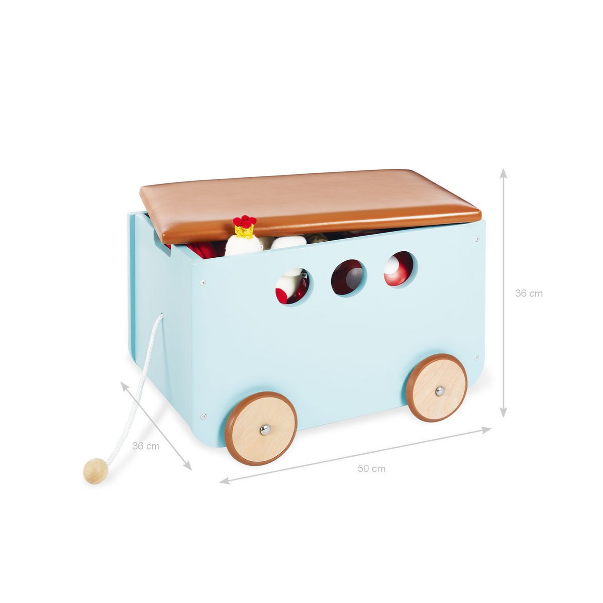 Coffre à jouets sur roulettes 'Jim', menthe