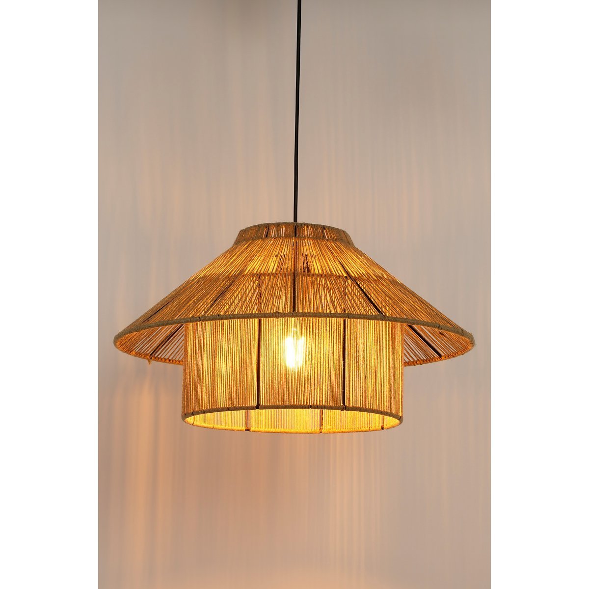 Lampe à suspension Elsa - H28 x Ø50 cm - Jute - brun clair