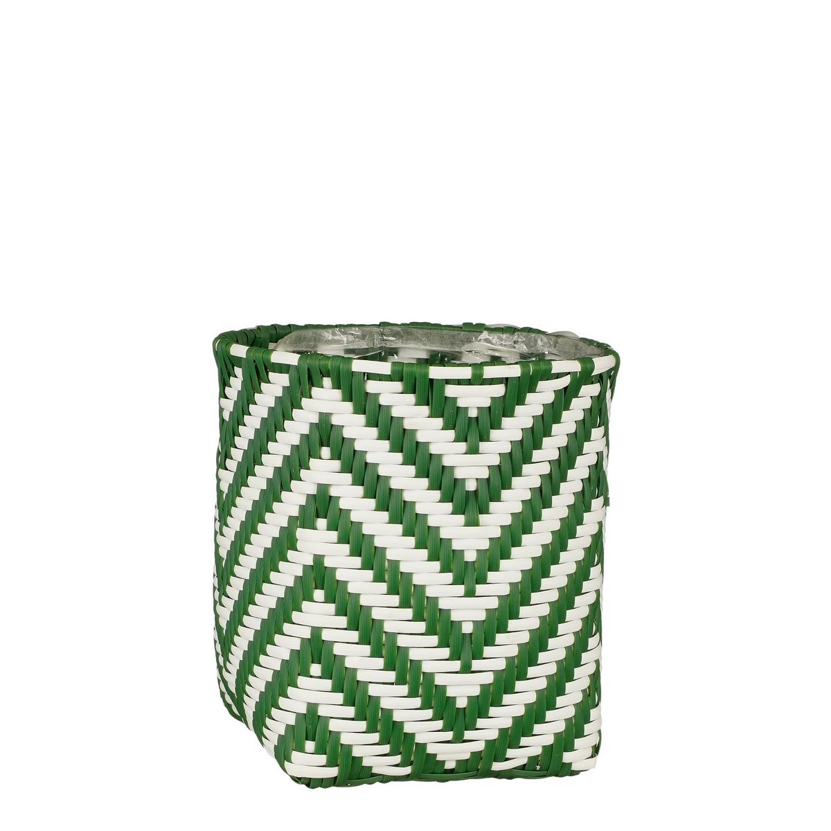 Panier à plantes d'extérieur Merlijn - Lot de 3 - H26 x Ø24 cm - Plastique recyclé - Vert foncé, Blanc